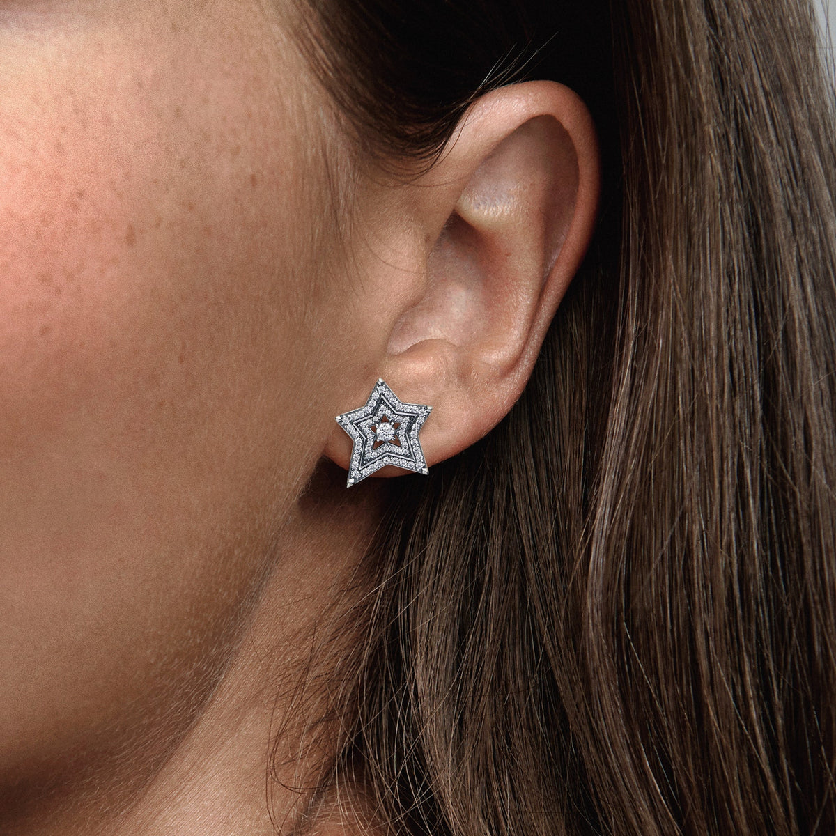 Stud Earrings – Sterling Silver – Celestial Asymmetric Star