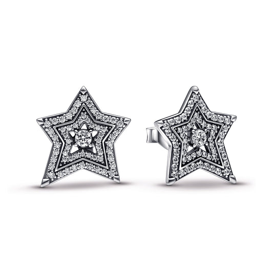 Stud Earrings – Sterling Silver – Celestial Asymmetric Star