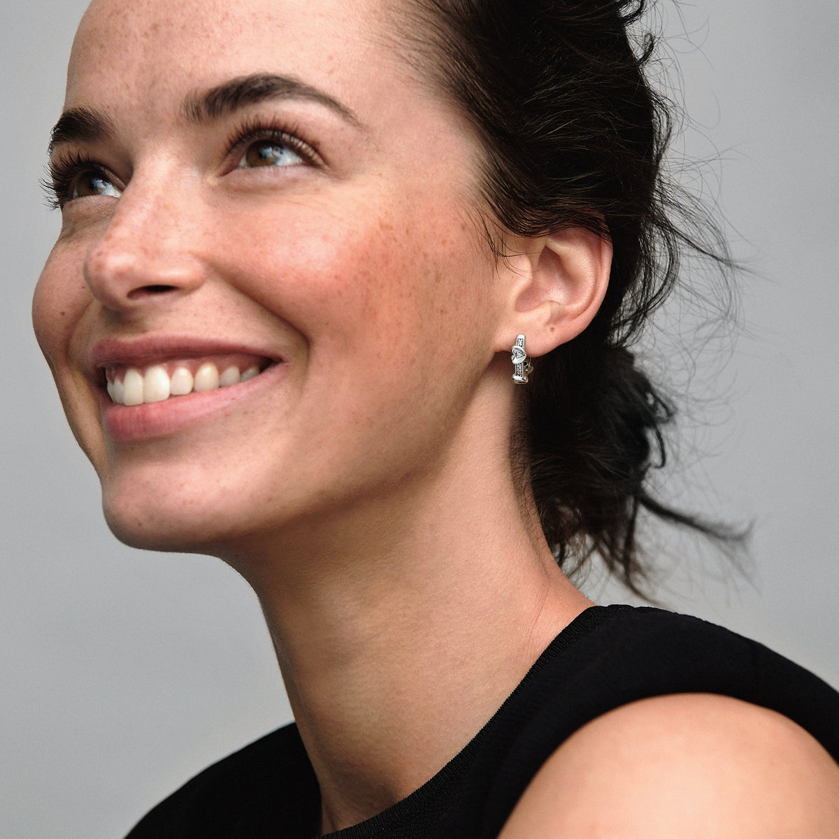 Hoop Earrings – Sterling Silver – Radiant Sparkling Hearts
