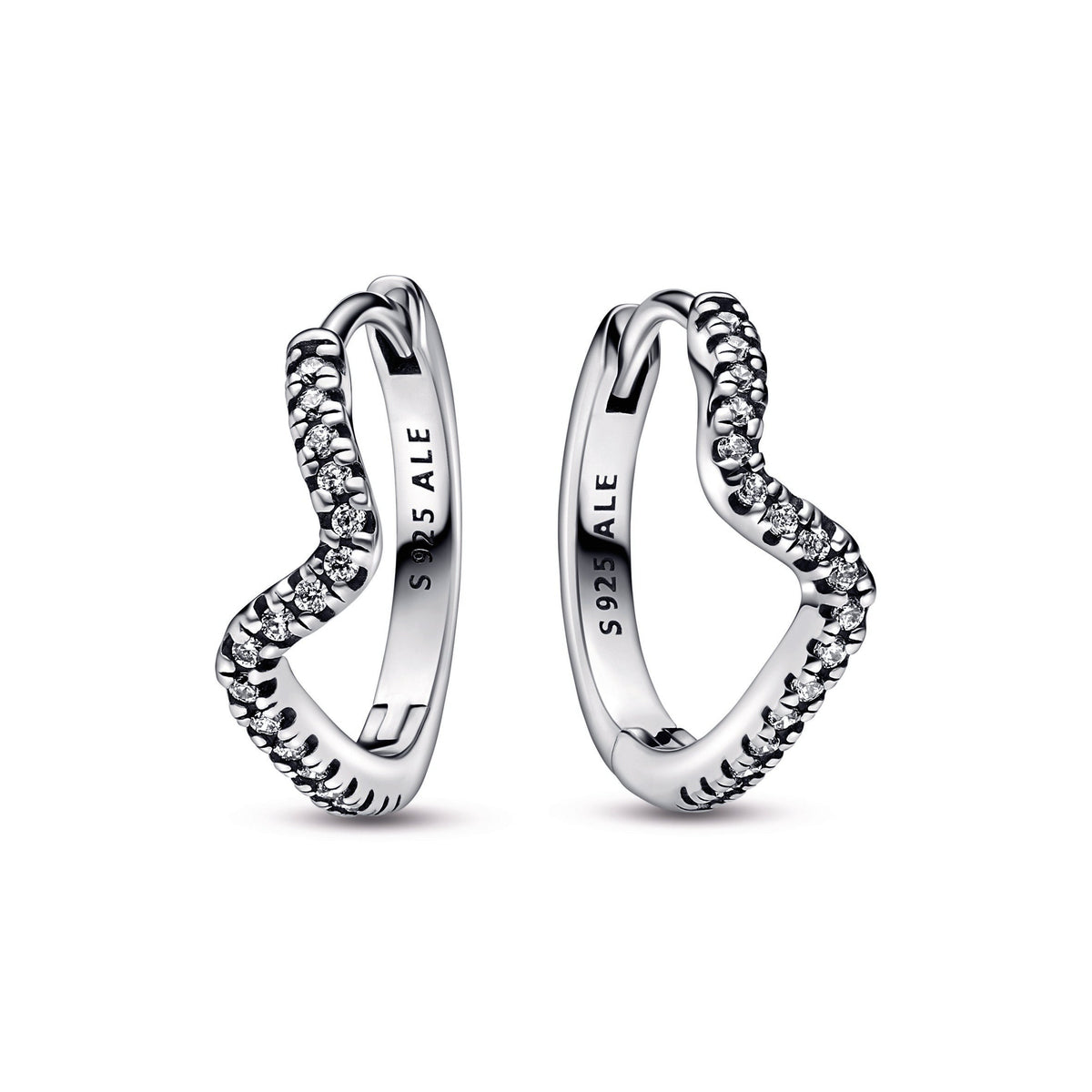 Hoop Earrings – Sterling Silver – Sparkling Wave
