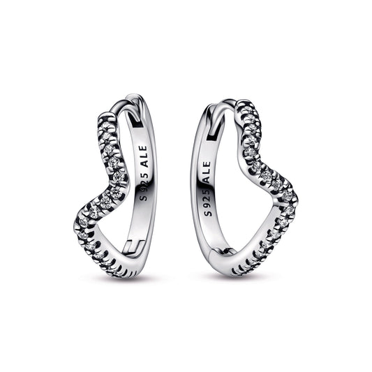 Hoop Earrings – Sterling Silver – Sparkling Wave