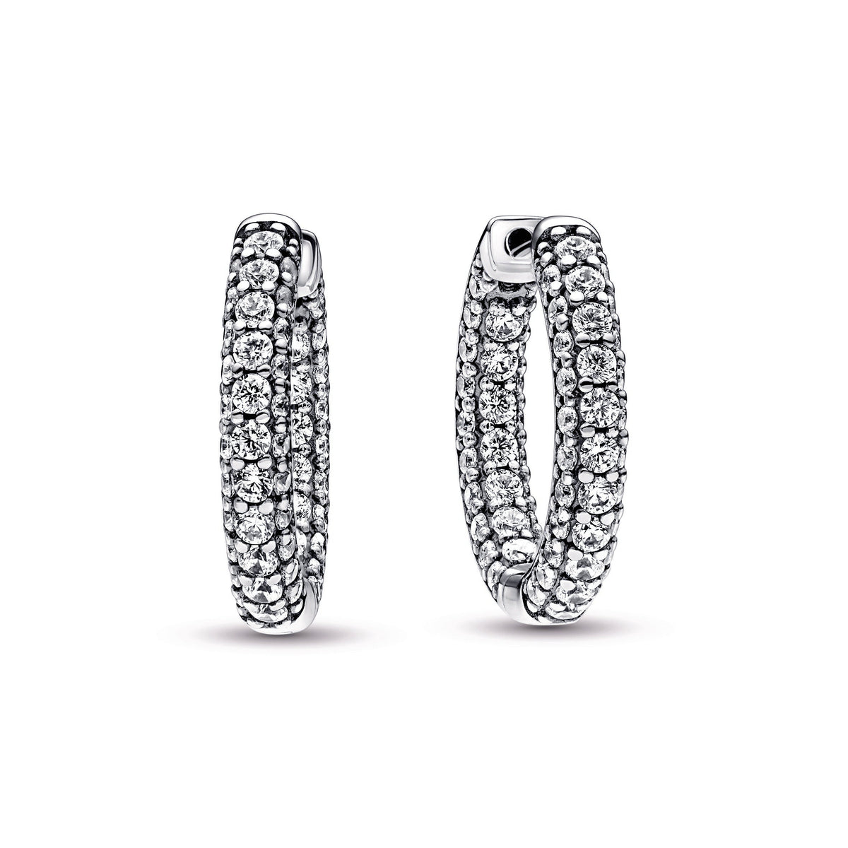 Hoop Earrings – Sterling Silver – Pandora Timeless Pavé Single-row