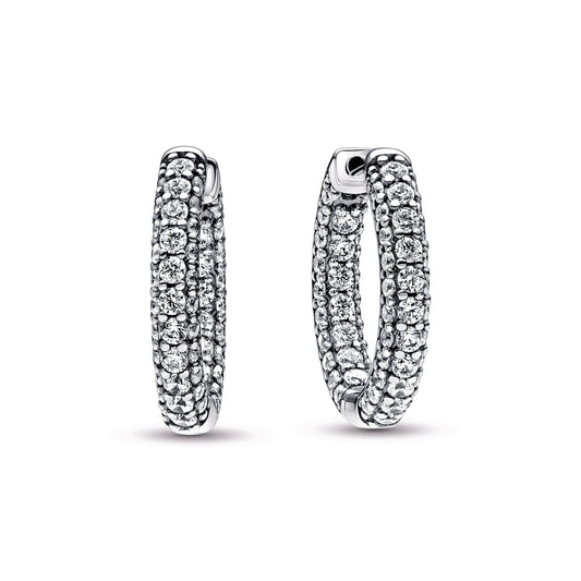 Hoop Earrings – Sterling Silver – Pandora Timeless Pavé Single-row