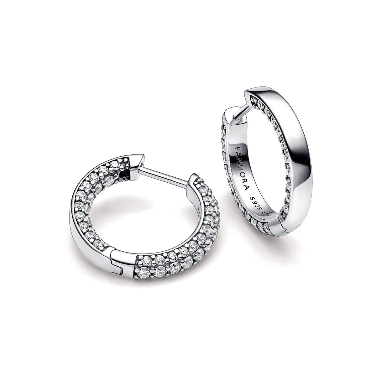 Hoop Earrings – Sterling Silver – Pandora Timeless Pavé Single-row