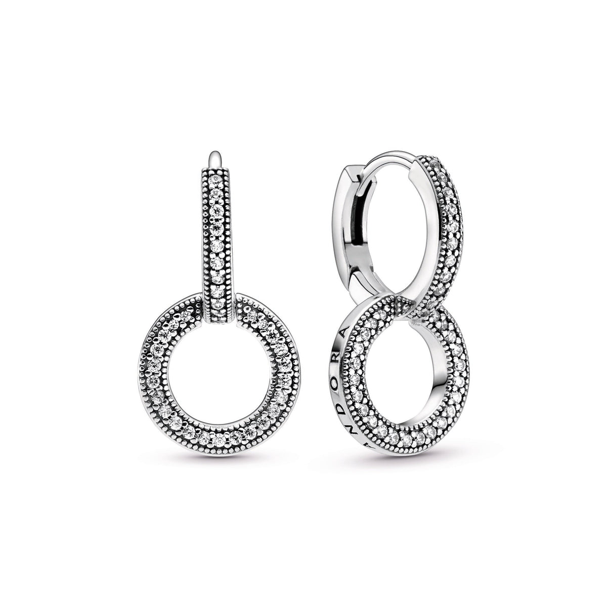 Hoop Earrings – Sterling Silver – Sparkling Double