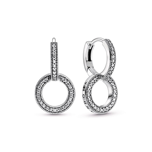 Hoop Earrings – Sterling Silver – Sparkling Double