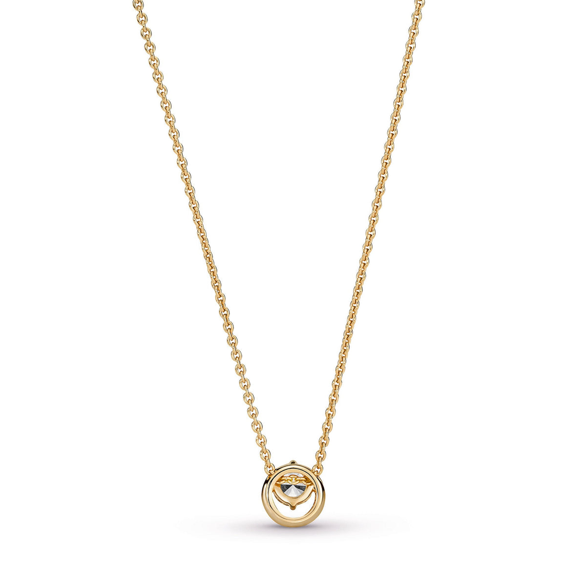 Pendant – 14k Gold-Plated – Sparkling Round Halo Collier Necklace