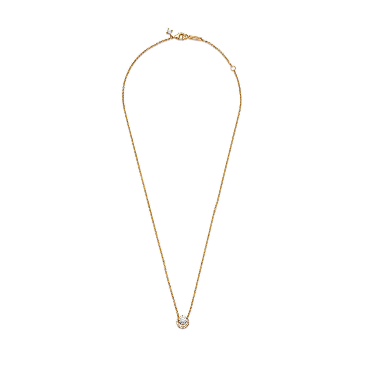Pendant – 14k Gold-Plated – Sparkling Round Halo Collier Necklace