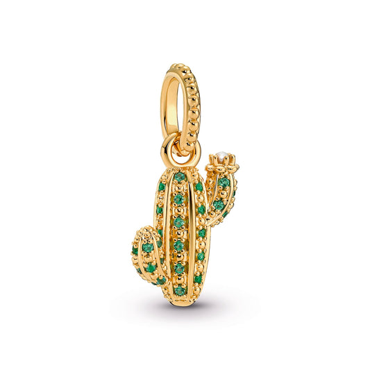 Pendant – 14k Gold-Plated – Sparkling Desert Cactus