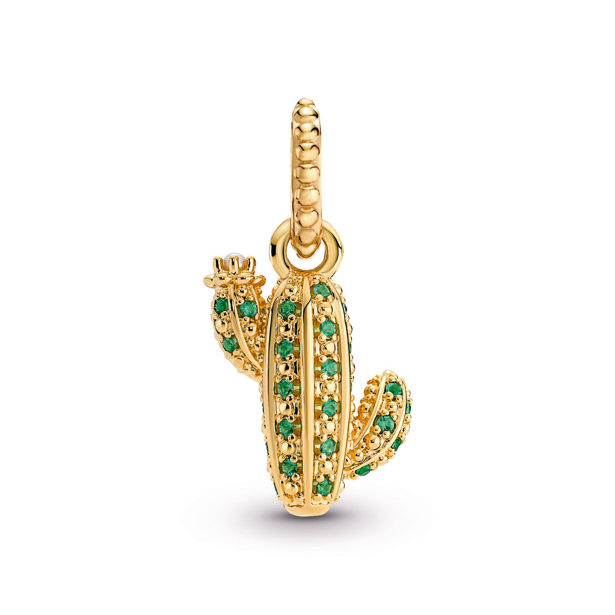 Pendant – 14k Gold-Plated – Sparkling Desert Cactus