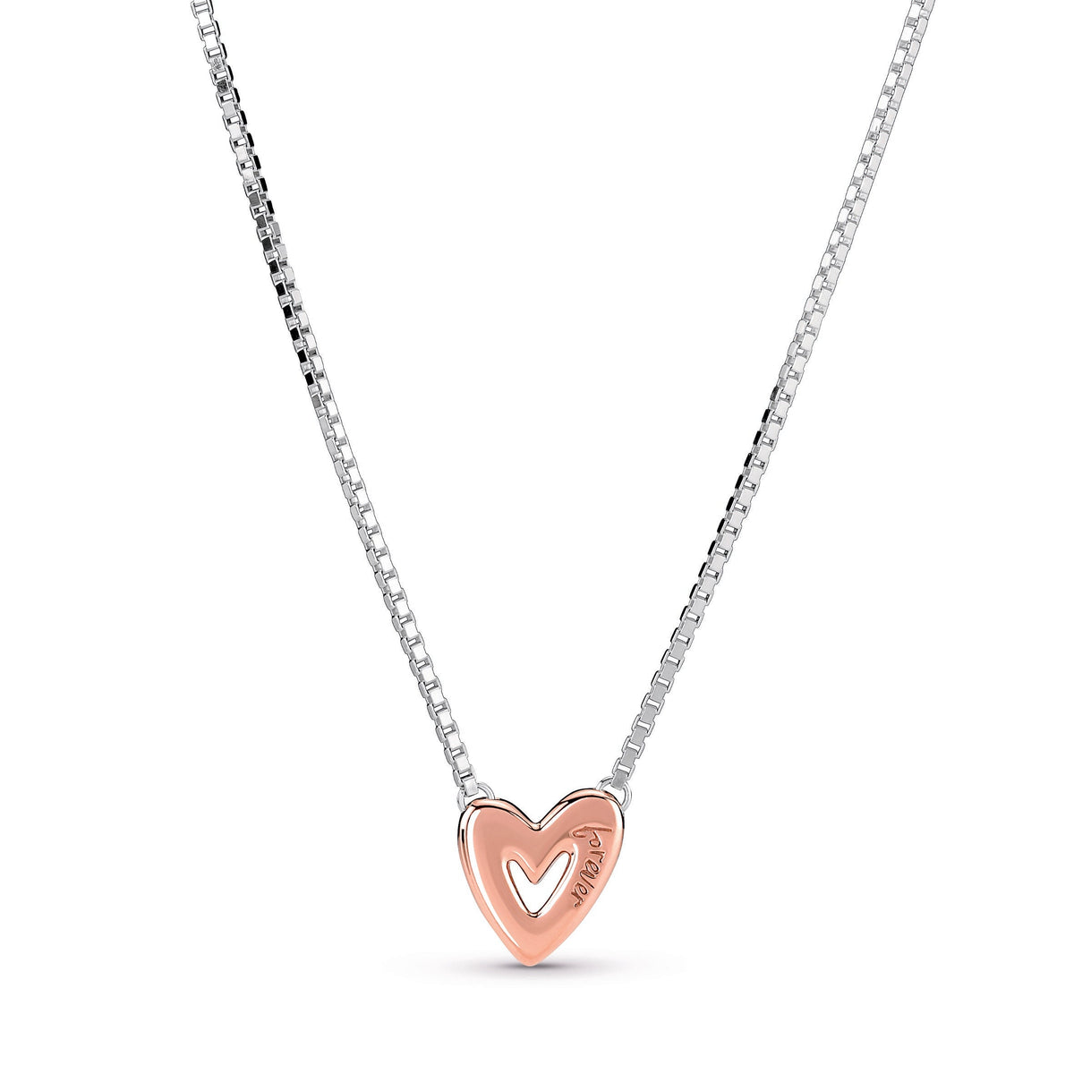 Necklace – 14k Rose Gold-Plated – Sparkling Freehand Heart