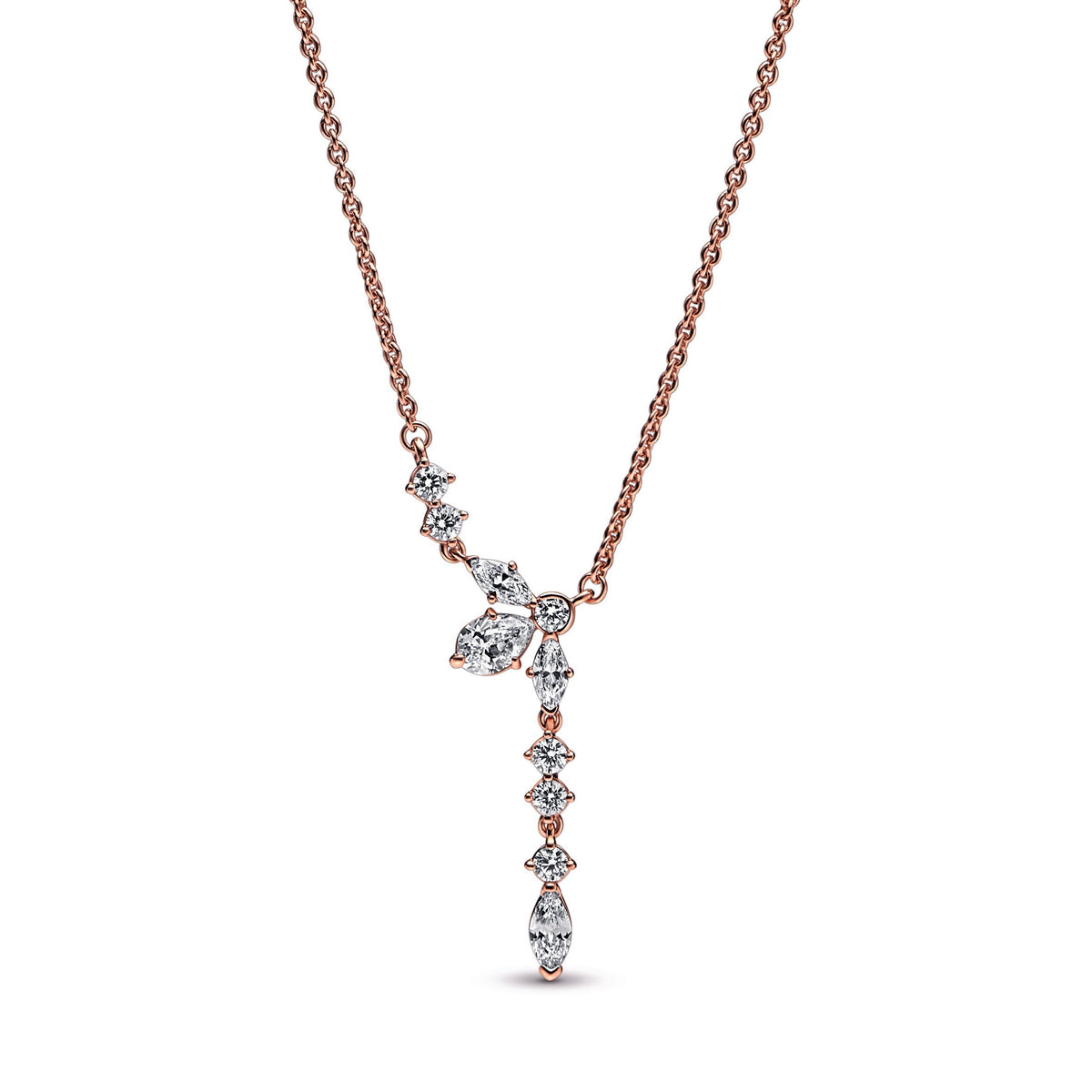 Necklace – 14k Rose Gold-Plated – Sparkling Herbarium Cluster Drop Collier