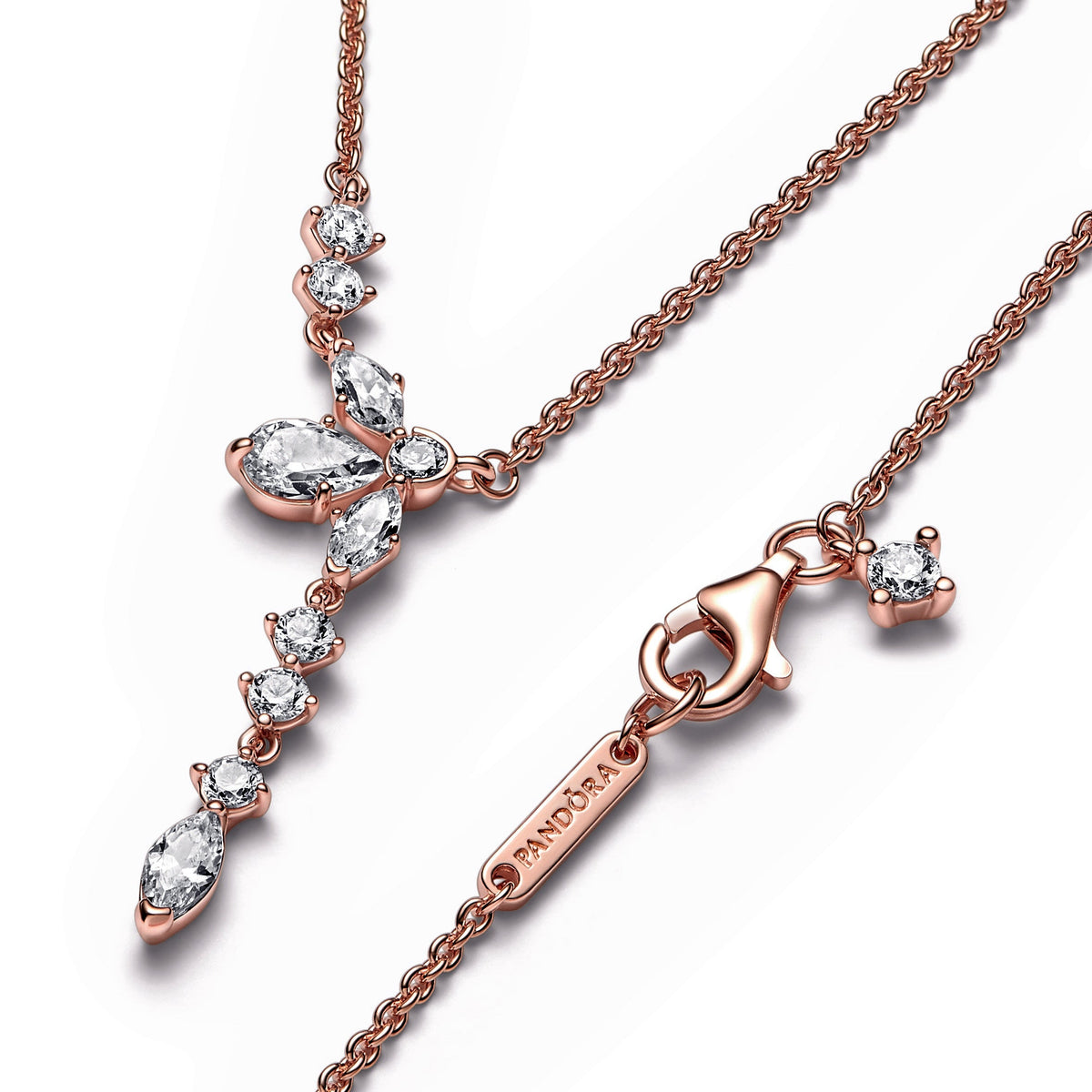 Necklace – 14k Rose Gold-Plated – Sparkling Herbarium Cluster Drop Collier