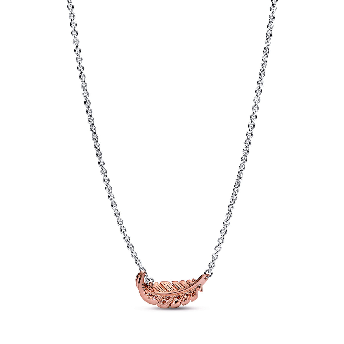Necklace – 14k Rose Gold-Plated – Two-Tone Floating Curved Feather Collier