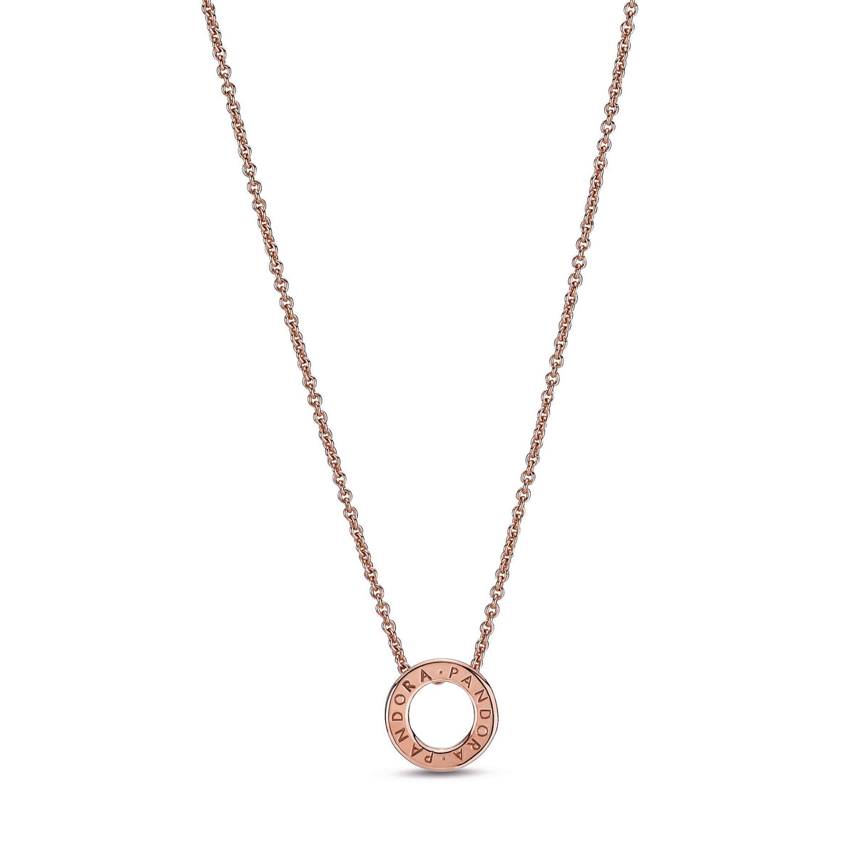 Necklace – 14k Rose Gold-Plated – Pandora Logo Pavé Circle Collier