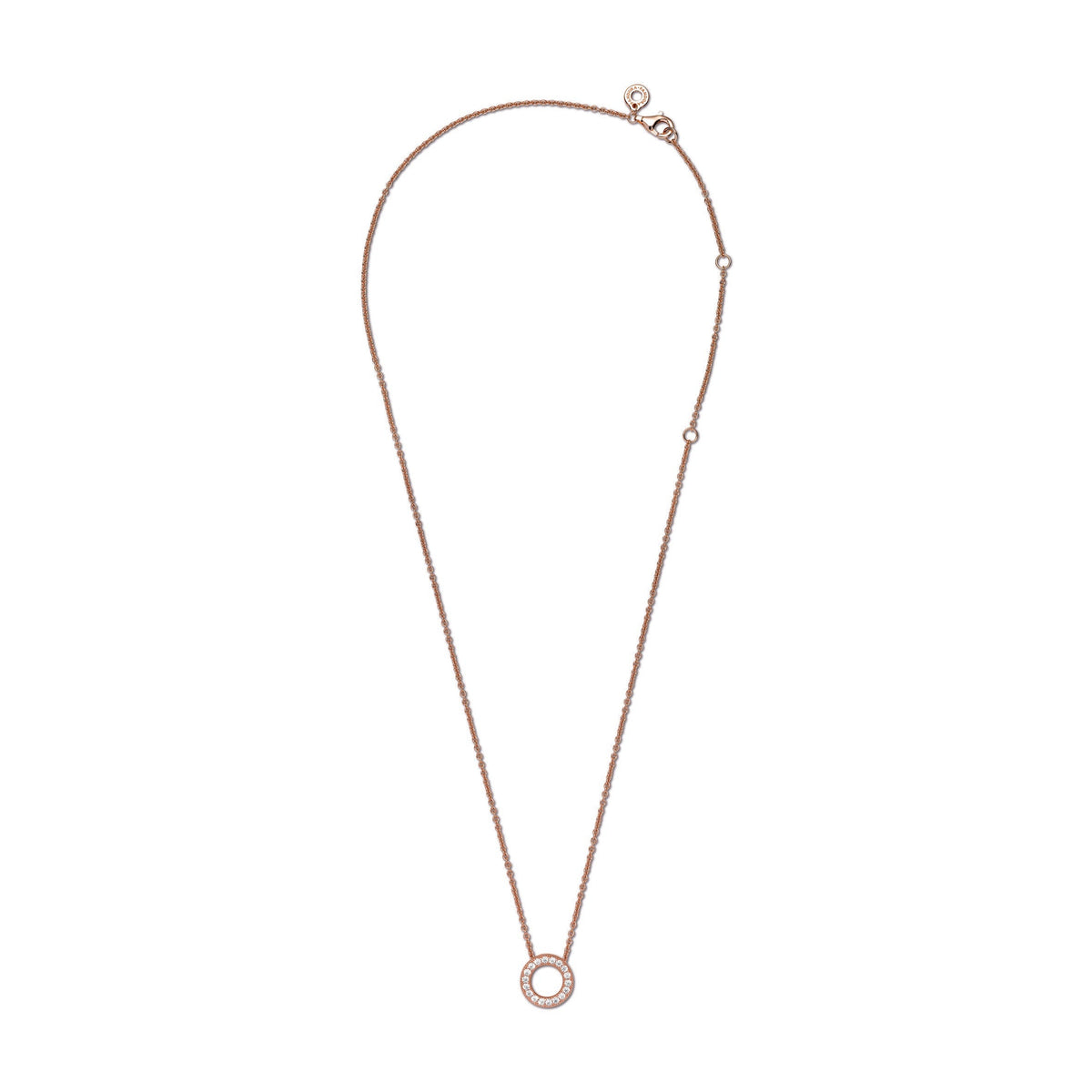 Necklace – 14k Rose Gold-Plated – Pandora Logo Pavé Circle Collier