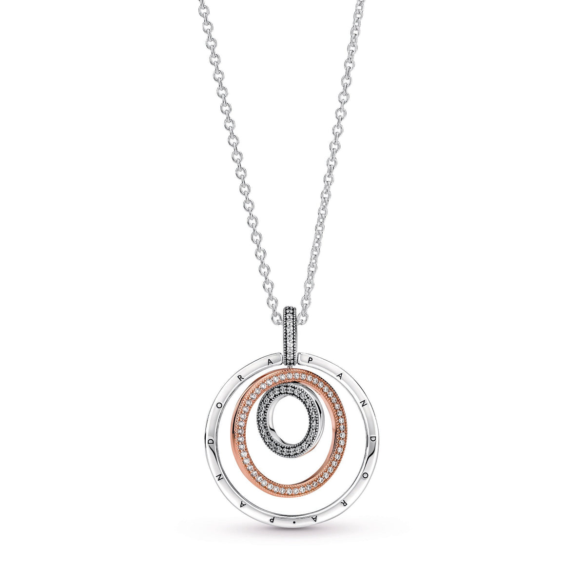 Pendant – 14k Rose Gold-Plated – Two-tone Circles & Necklace