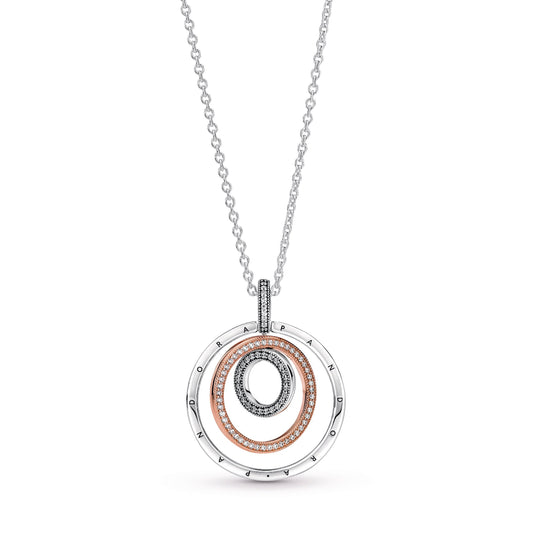 Pendant – 14k Rose Gold-Plated – Two-tone Circles & Necklace