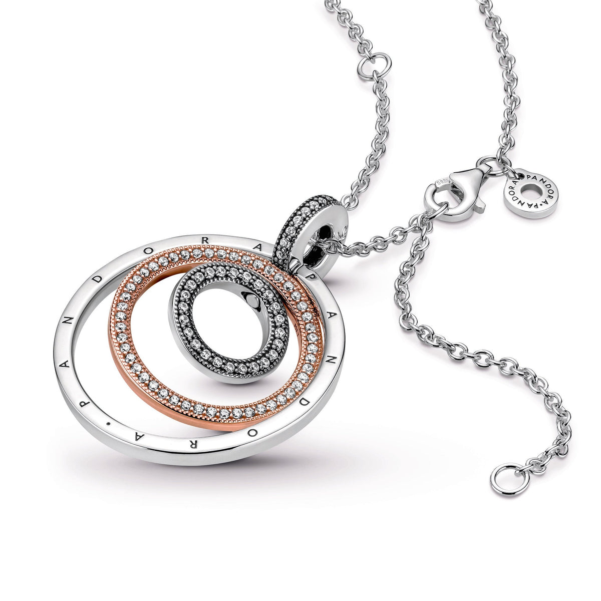 Pendant – 14k Rose Gold-Plated – Two-tone Circles & Necklace