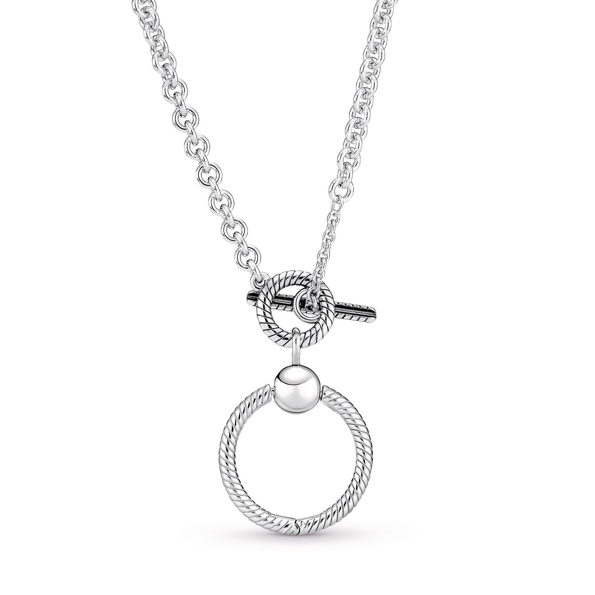 Pendant – Sterling Silver – Pandora Moments O T-bar Necklace