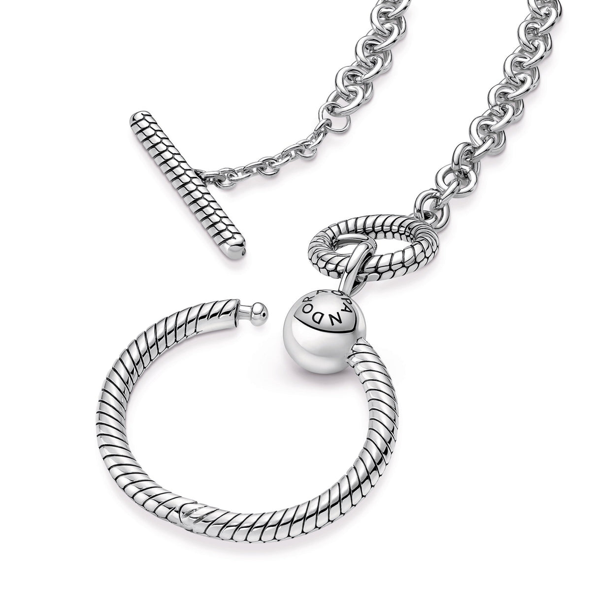 Pendant – Sterling Silver – Pandora Moments O T-bar Necklace