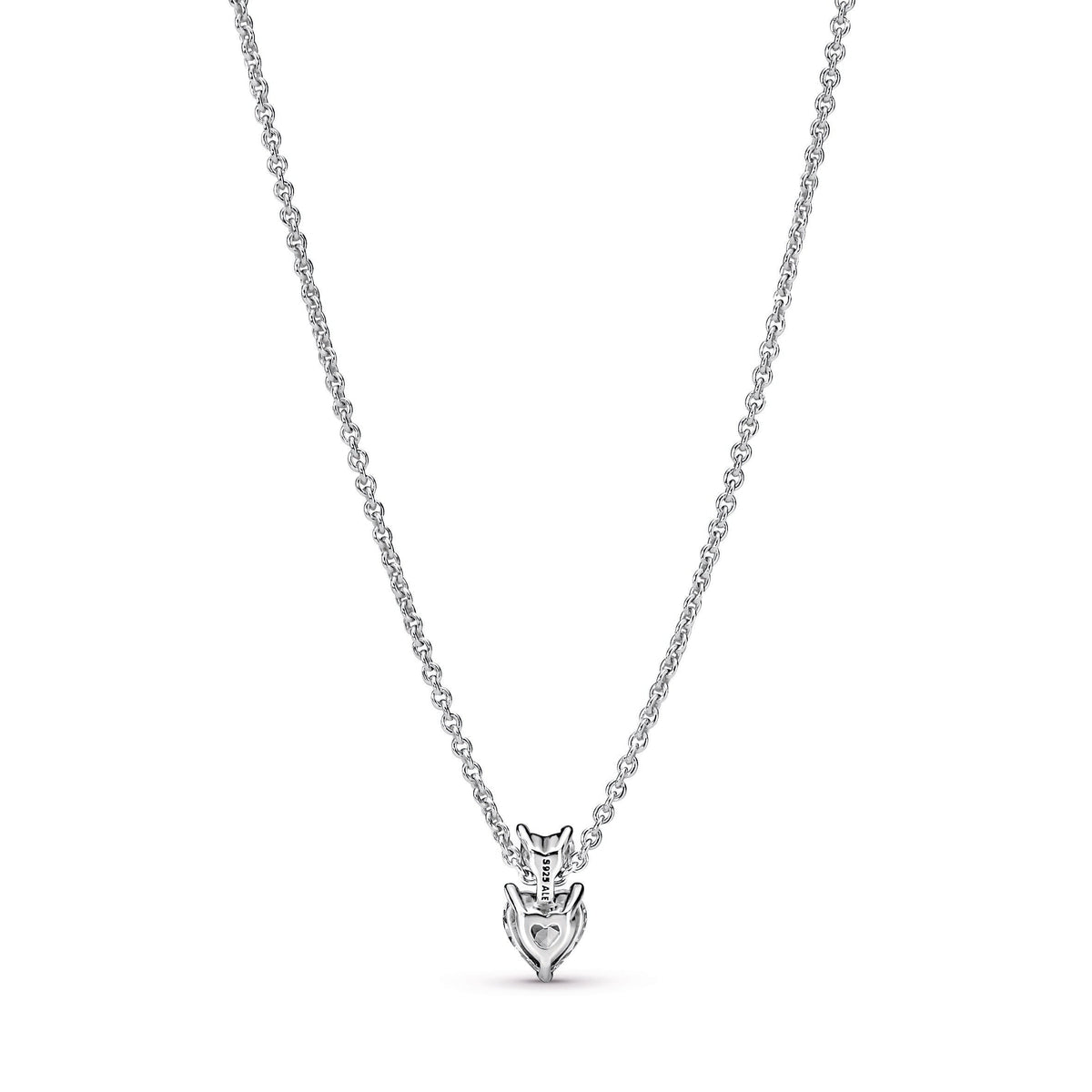 Pendant – Sterling Silver – Double Heart Sparkling Collier Necklace