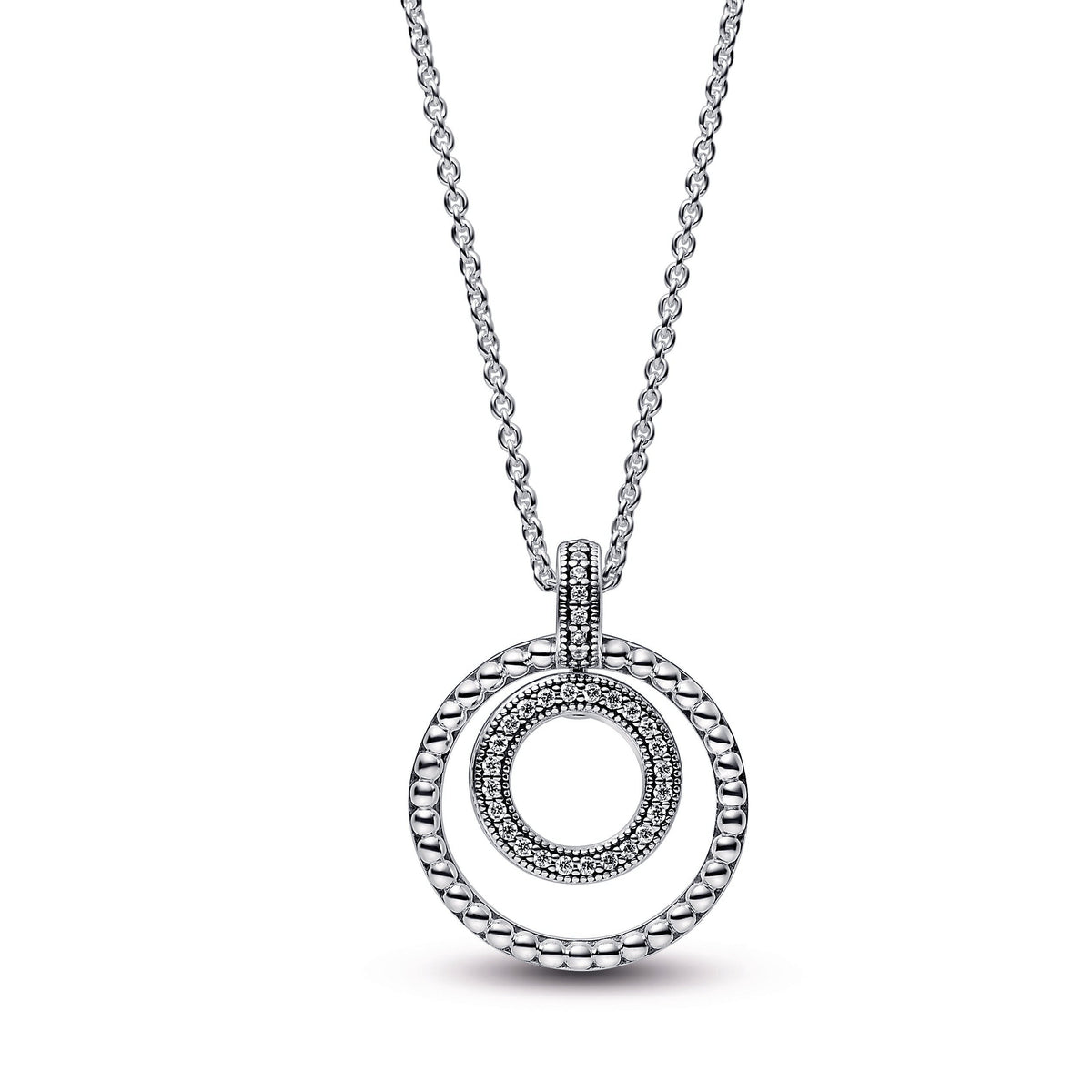 Pendant – Sterling Silver – Pandora Signature Pavé & Beads & Necklace