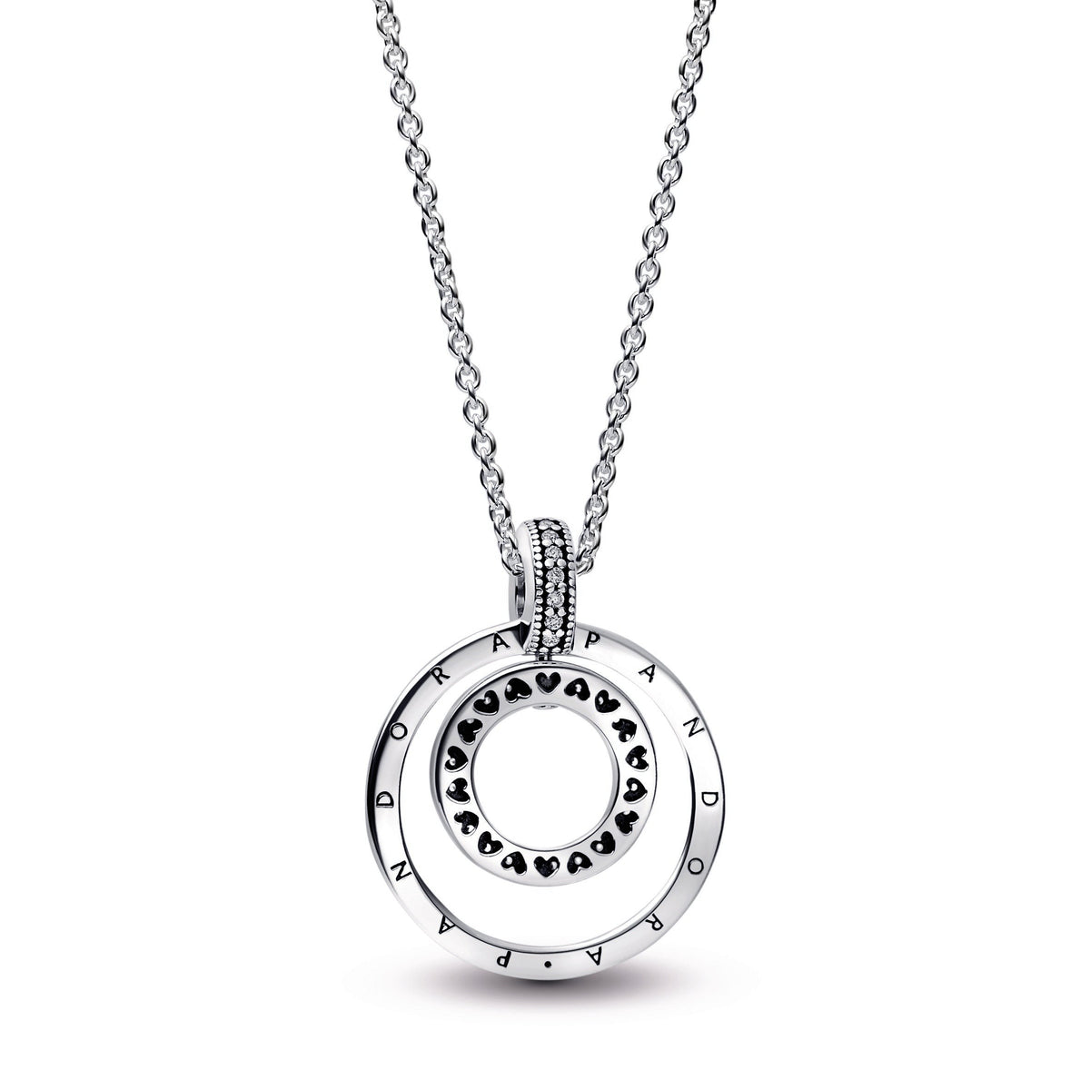 Pendant – Sterling Silver – Pandora Signature Pavé & Beads & Necklace