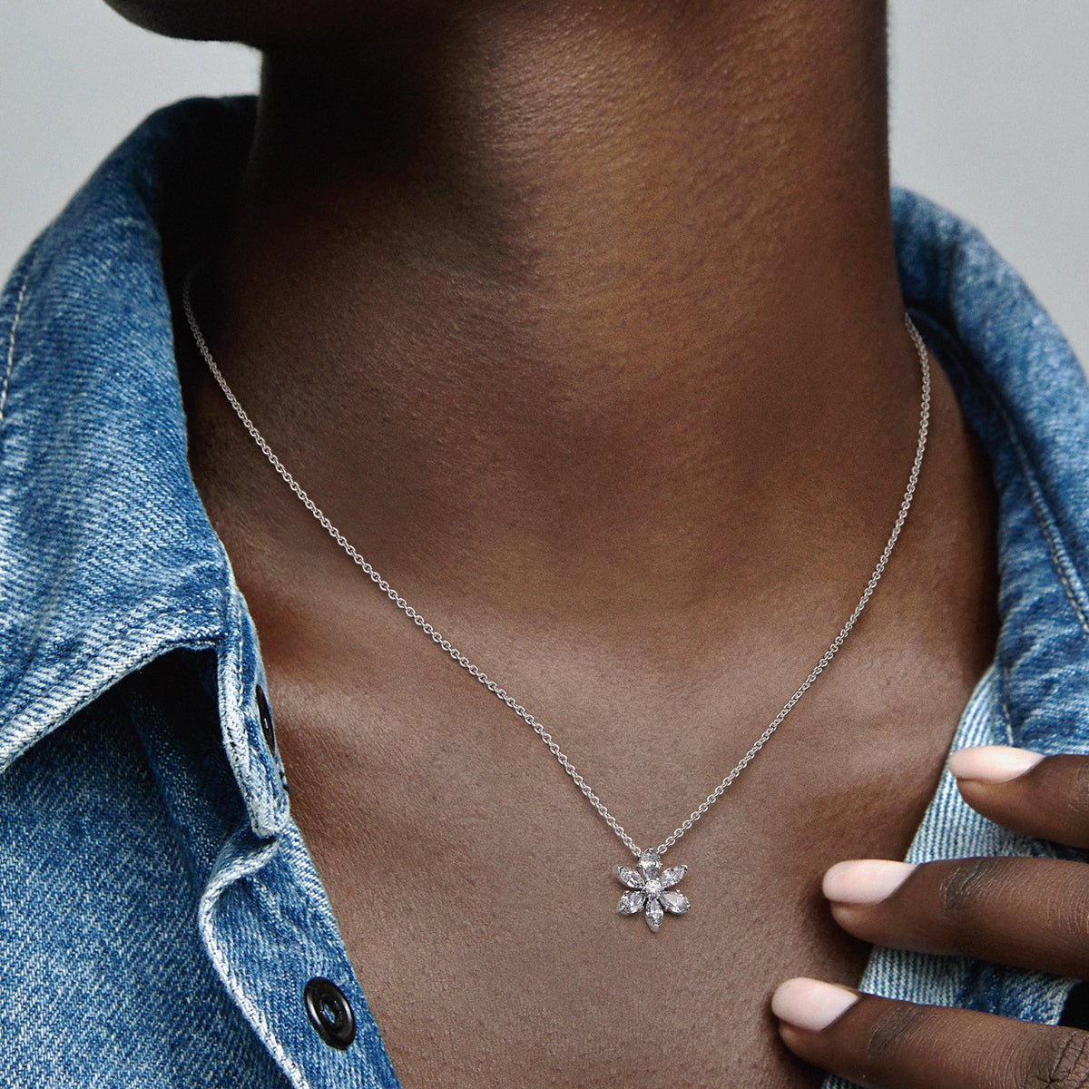 Pendant Necklace – Sterling Silver – Sparkling Herbarium Cluster