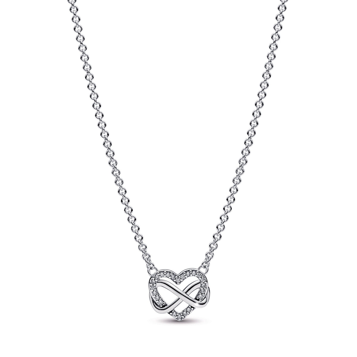 Necklace – Sterling Silver – Sparkling Infinity Heart Collier