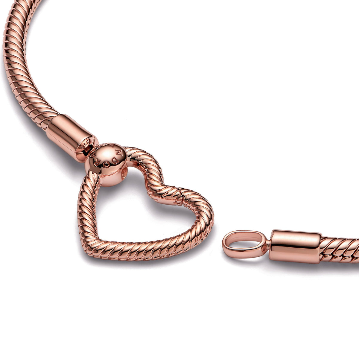 Chain Bracelet – 14k Rose Gold-Plated – Pandora Moments Heart Closure Snake