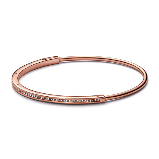 Bangle – 14k Rose Gold-Plated – Pandora Signature I-D Pavé
