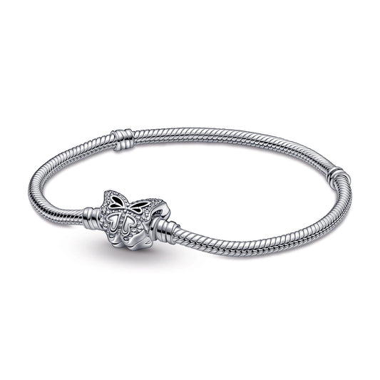 Chain Bracelet – Sterling Silver – Pandora Moments Butterfly Clasp Snake