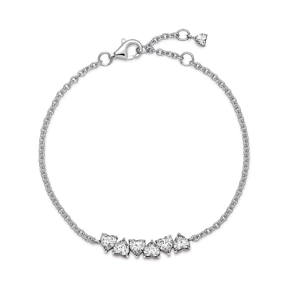 Chain Bracelet – Sterling Silver – Sparkling Endless Hearts