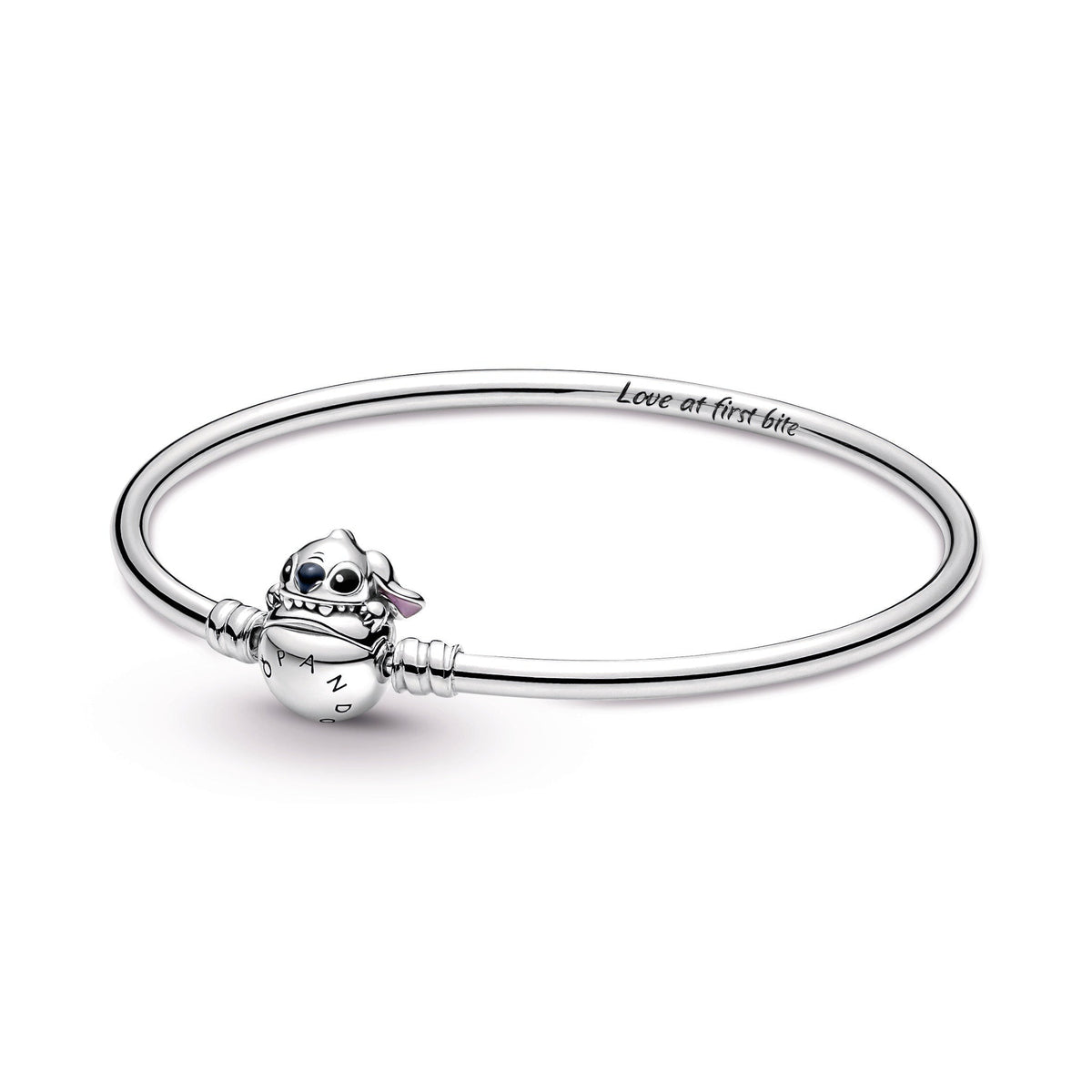 Bangle – Sterling Silver – Pandora Moments Disney Stitch Biting Clasp