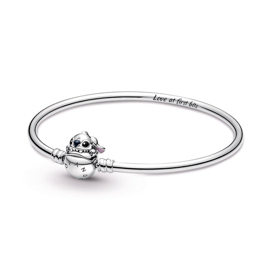 Bangle – Sterling Silver – Pandora Moments Disney Stitch Biting Clasp