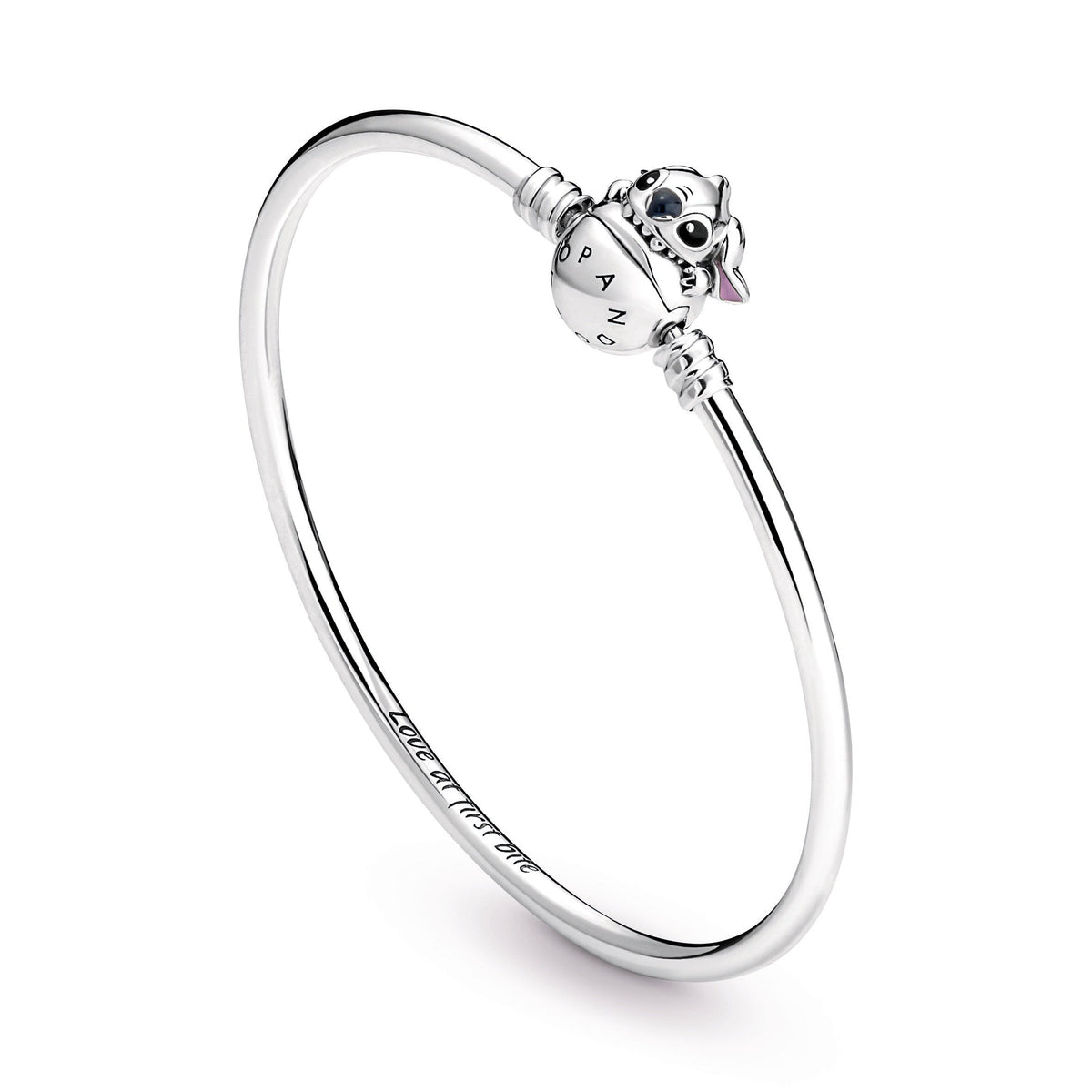 Bangle – Sterling Silver – Pandora Moments Disney Stitch Biting Clasp