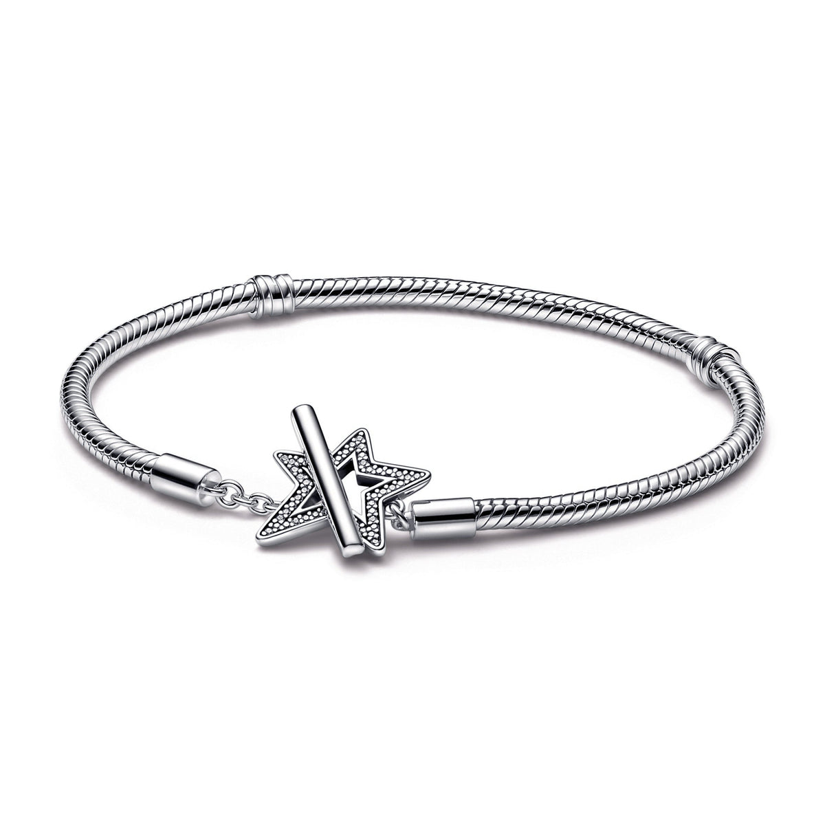 Chain Bracelet – Sterling Silver – Pandora Moments Asymmetric Star T-bar Snake