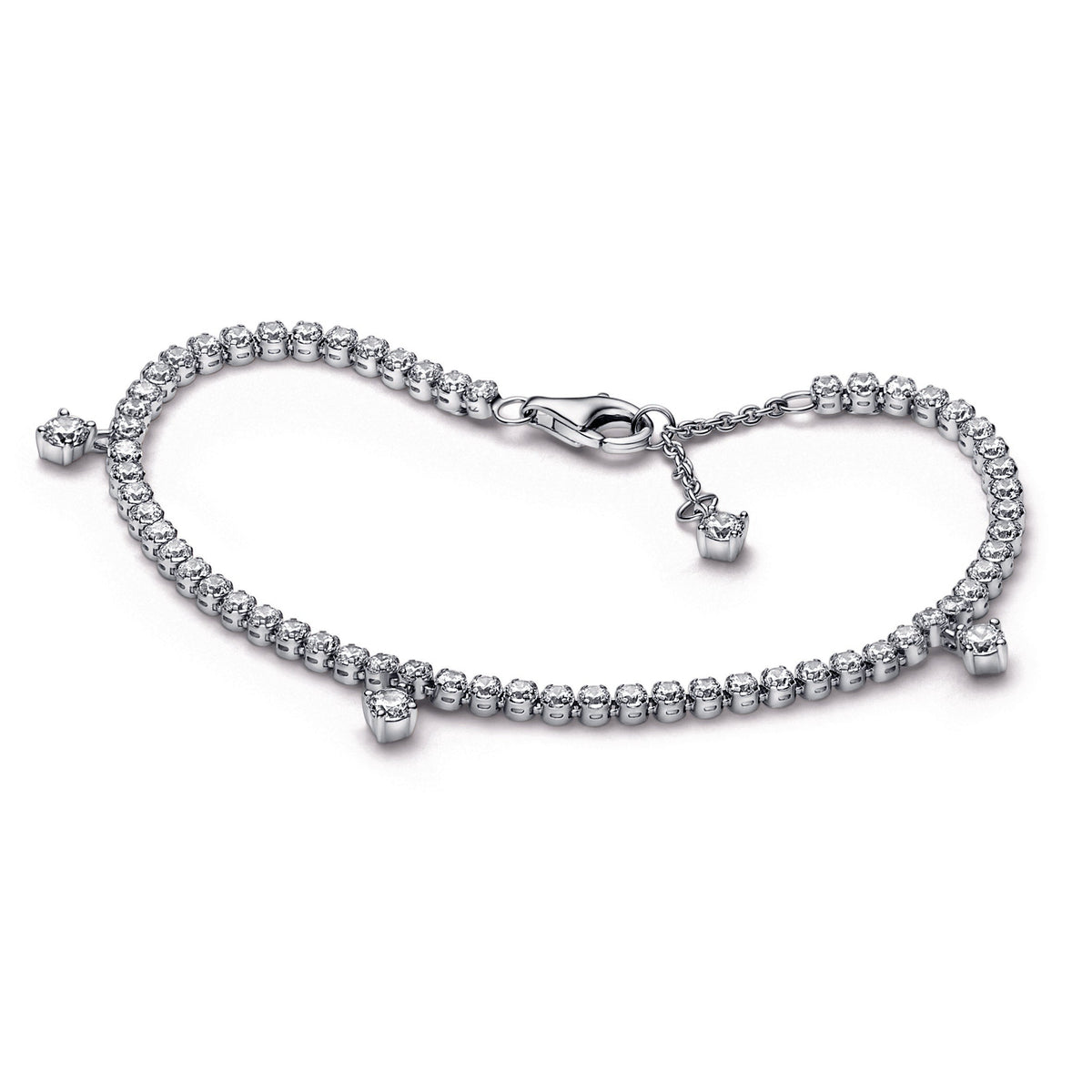 Bracelet – Sterling Silver – Sparkling Drops Tennis