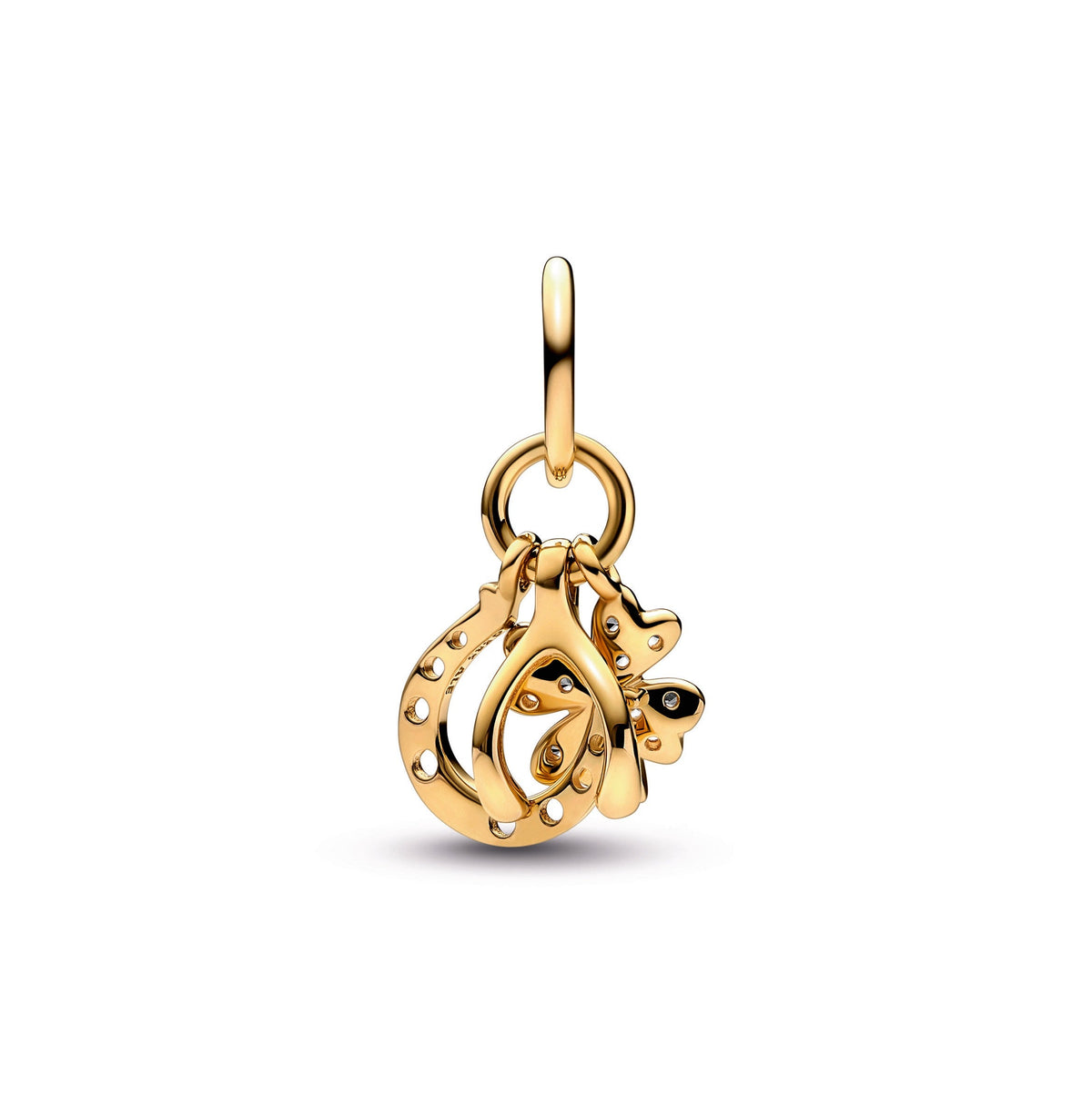 Dangle Charm – 14k Gold-Plated – Lucky Clover, Wishbone & Horseshoe