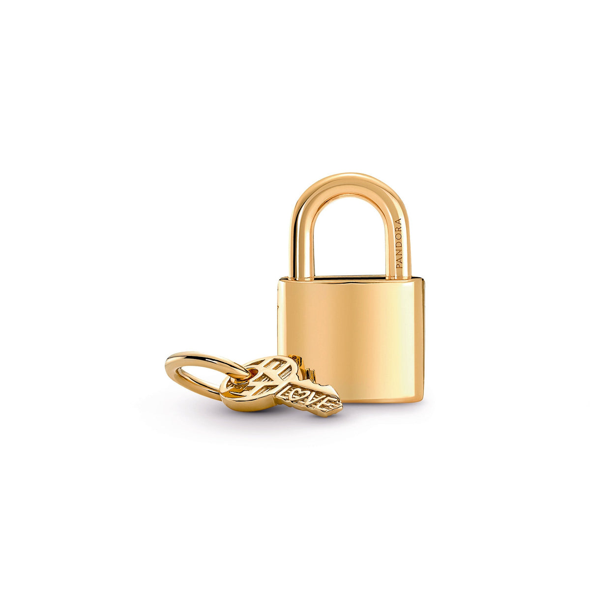 Dangle Charm – 14k Gold-Plated – Padlock & Key