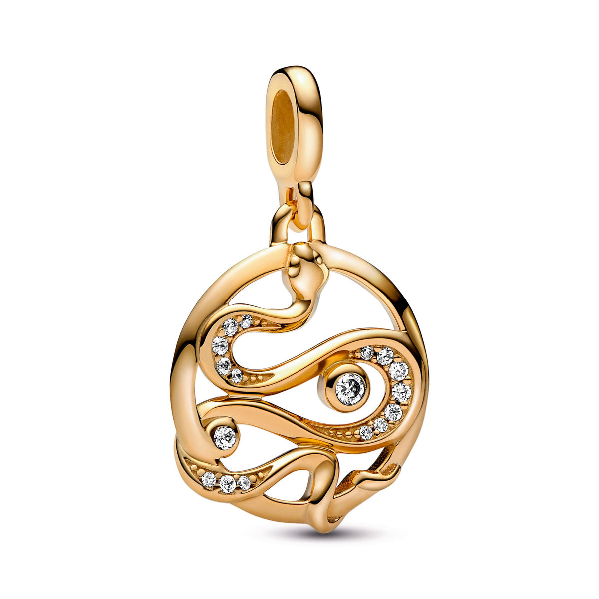 Charm – 14k Gold-Plated – Pandora ME Pavé Snake Medallion