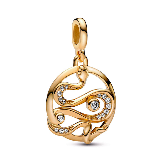 Charm – 14k Gold-Plated – Pandora ME Pavé Snake Medallion