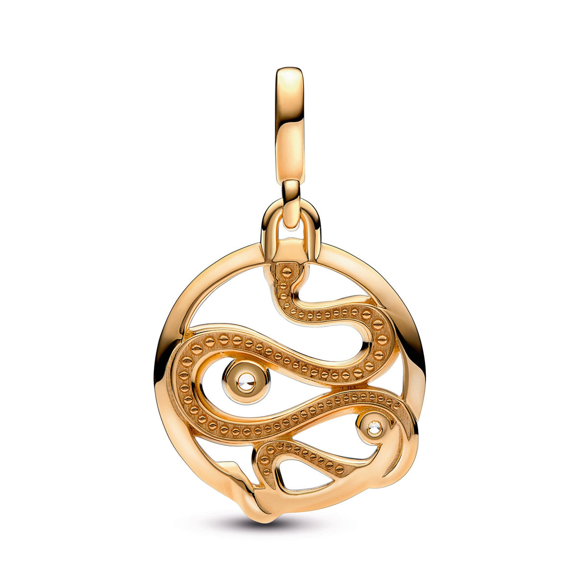 Charm – 14k Gold-Plated – Pandora ME Pavé Snake Medallion
