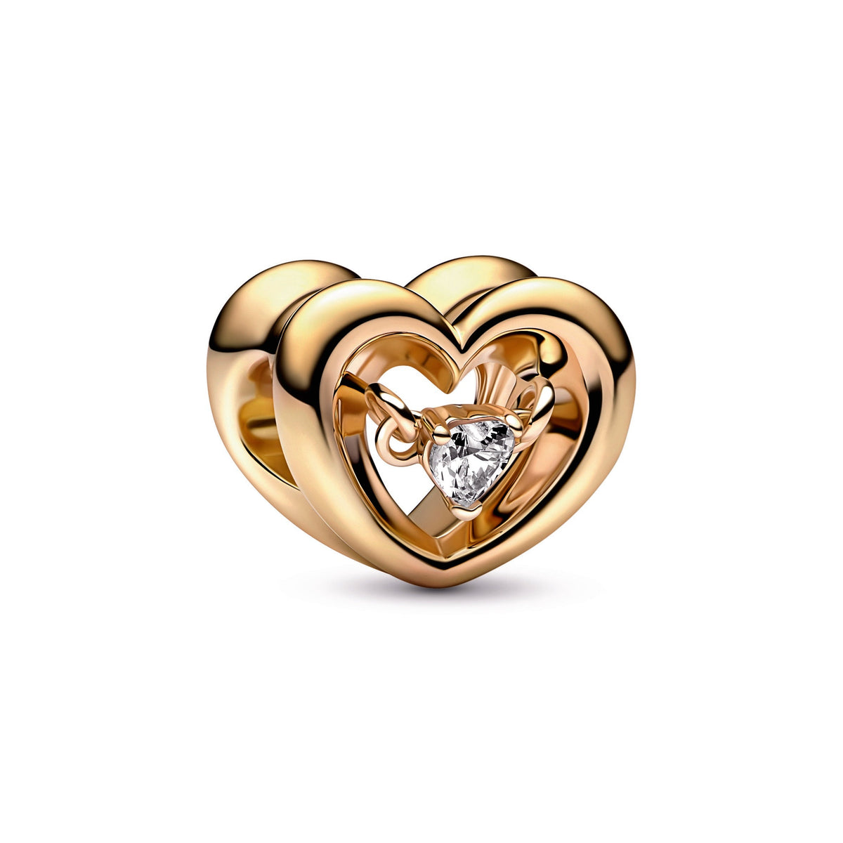 Charm – 14k Gold-Plated – Radiant Heart & Floating Stone