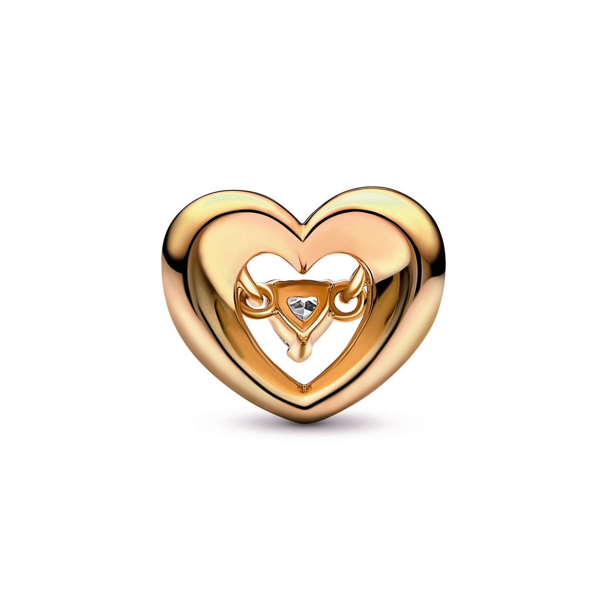 Charm – 14k Gold-Plated – Radiant Heart & Floating Stone