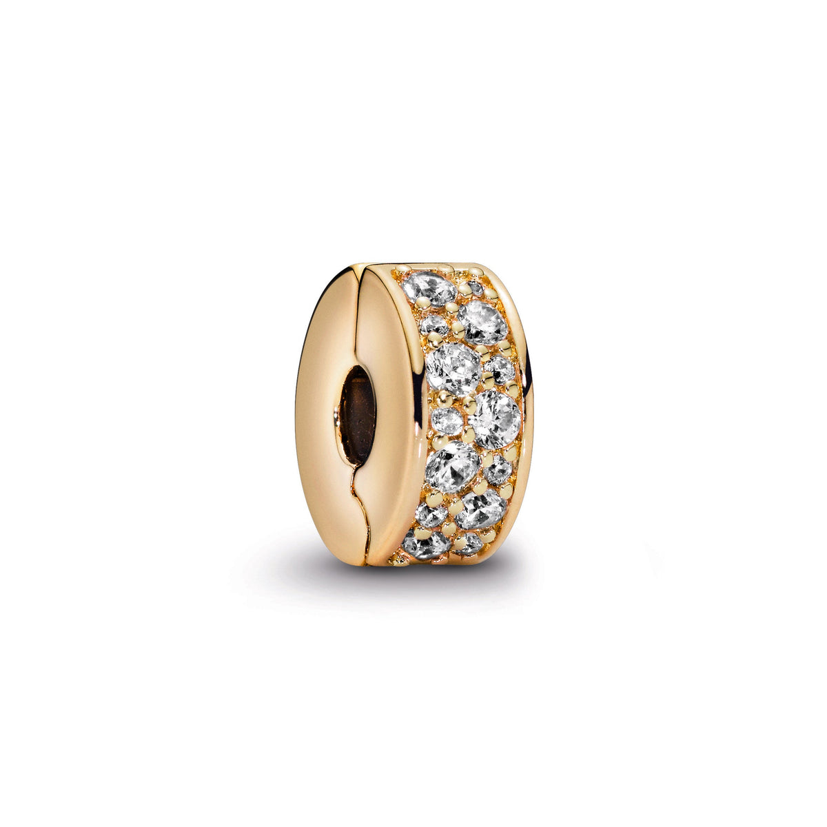 Clip Charm – 14k Gold-Plated – Clear Pavé
