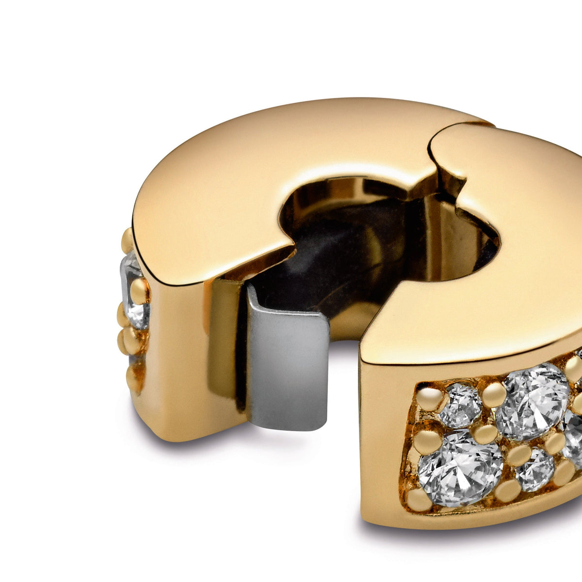 Clip Charm – 14k Gold-Plated – Clear Pavé