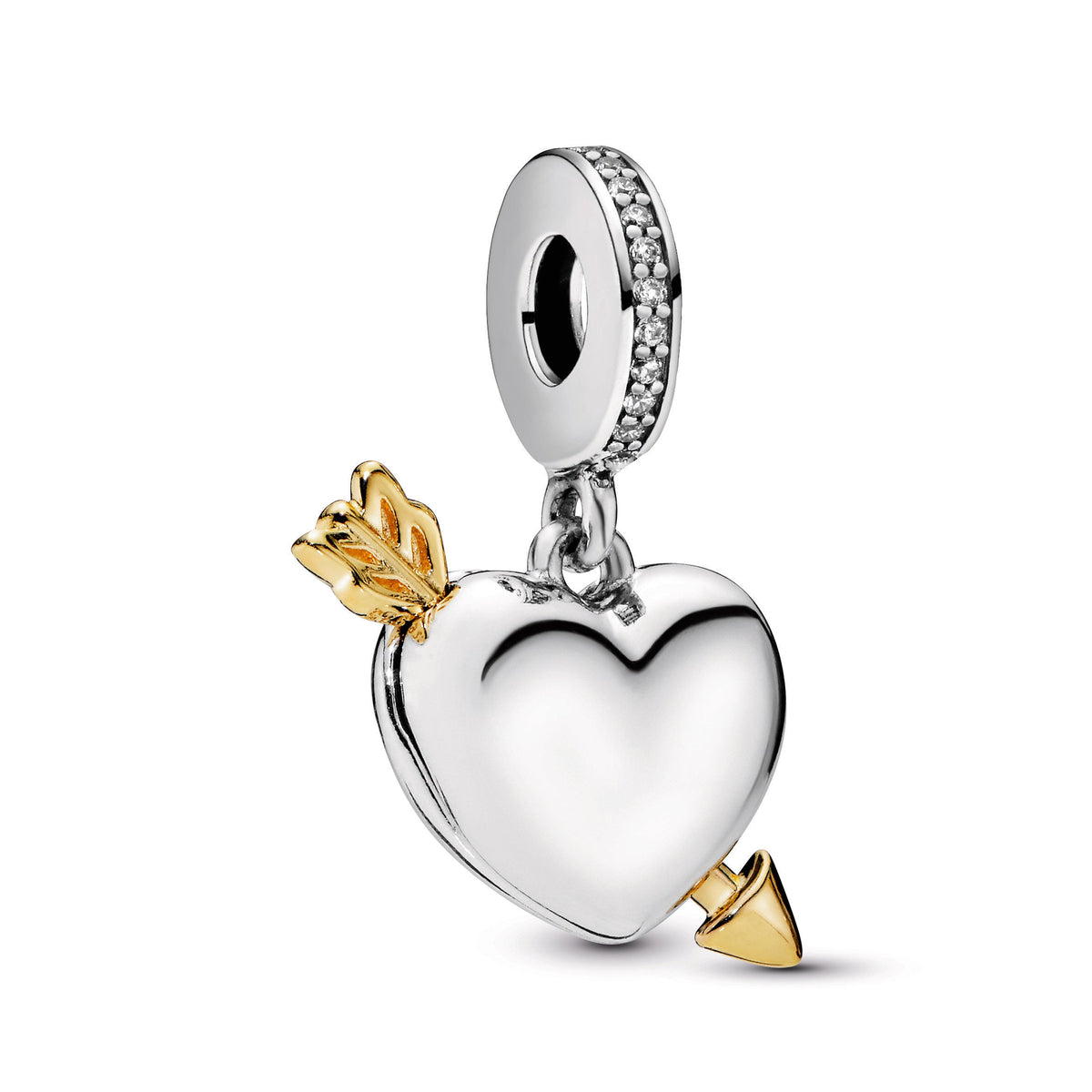 Dangle Charm – 14k Gold-Plated – Loved Heart & Arrow