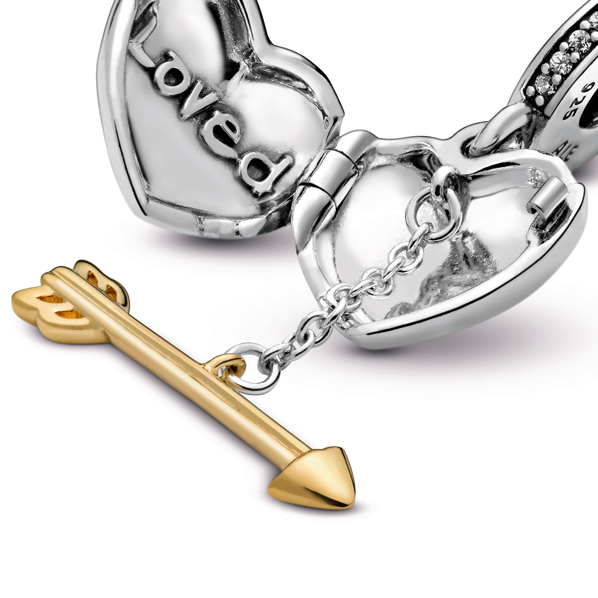 Dangle Charm – 14k Gold-Plated – Loved Heart & Arrow